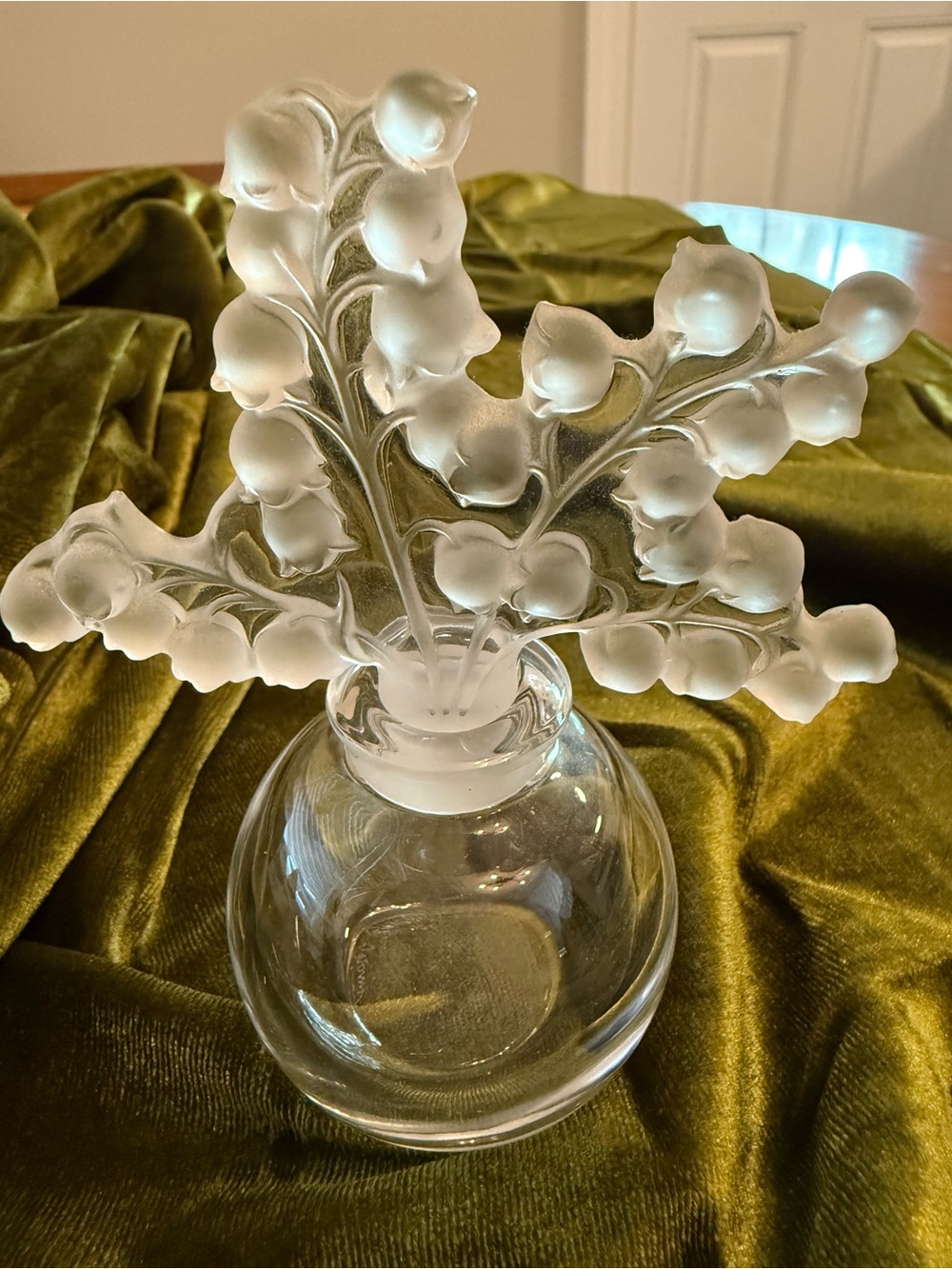 Lalique Crystal Clairefontaine Perfume Bottle w/ Lily of the Valley Stopper